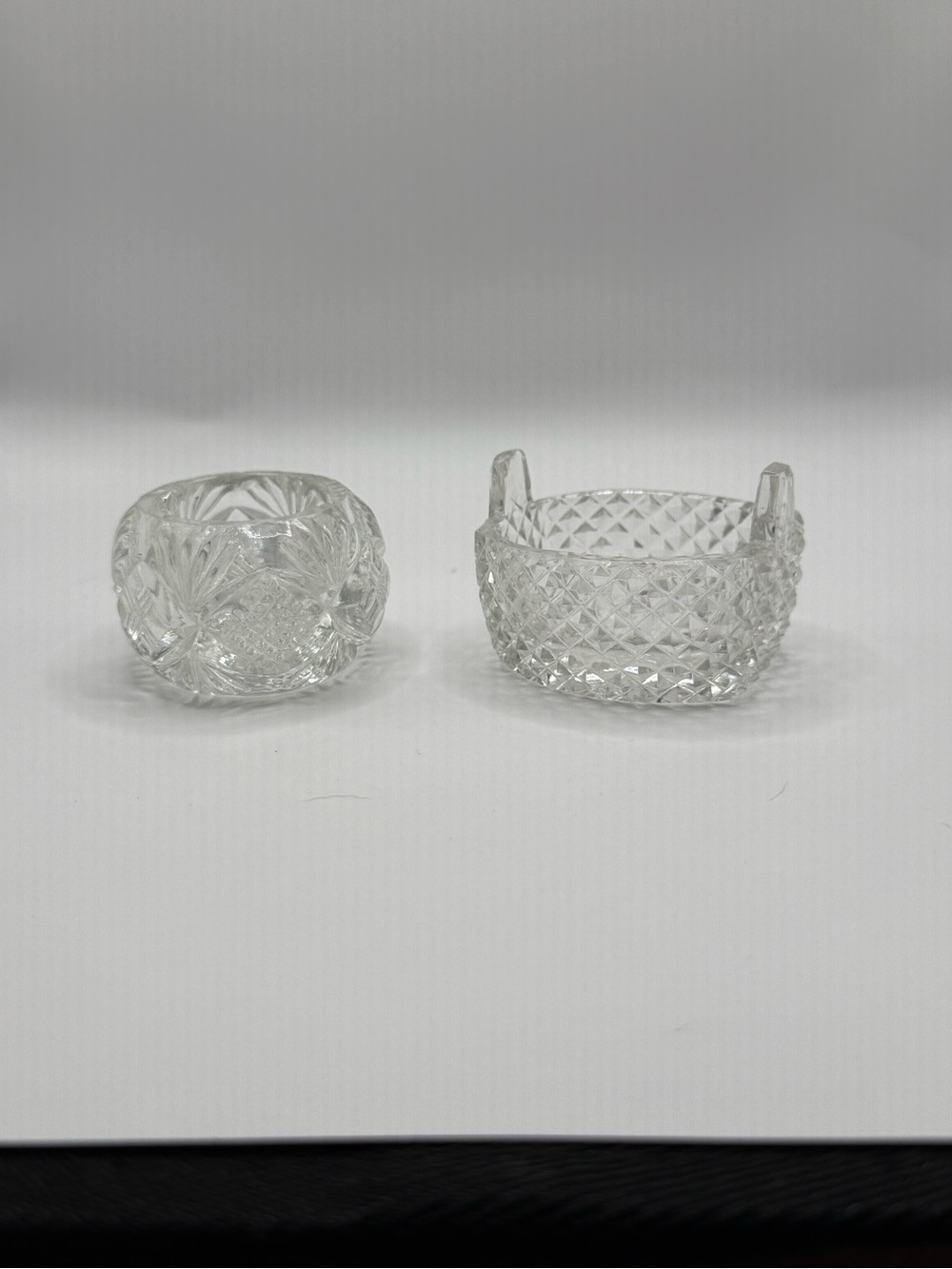 Lot of 2 Clear Cut Crystal Salt Cellars